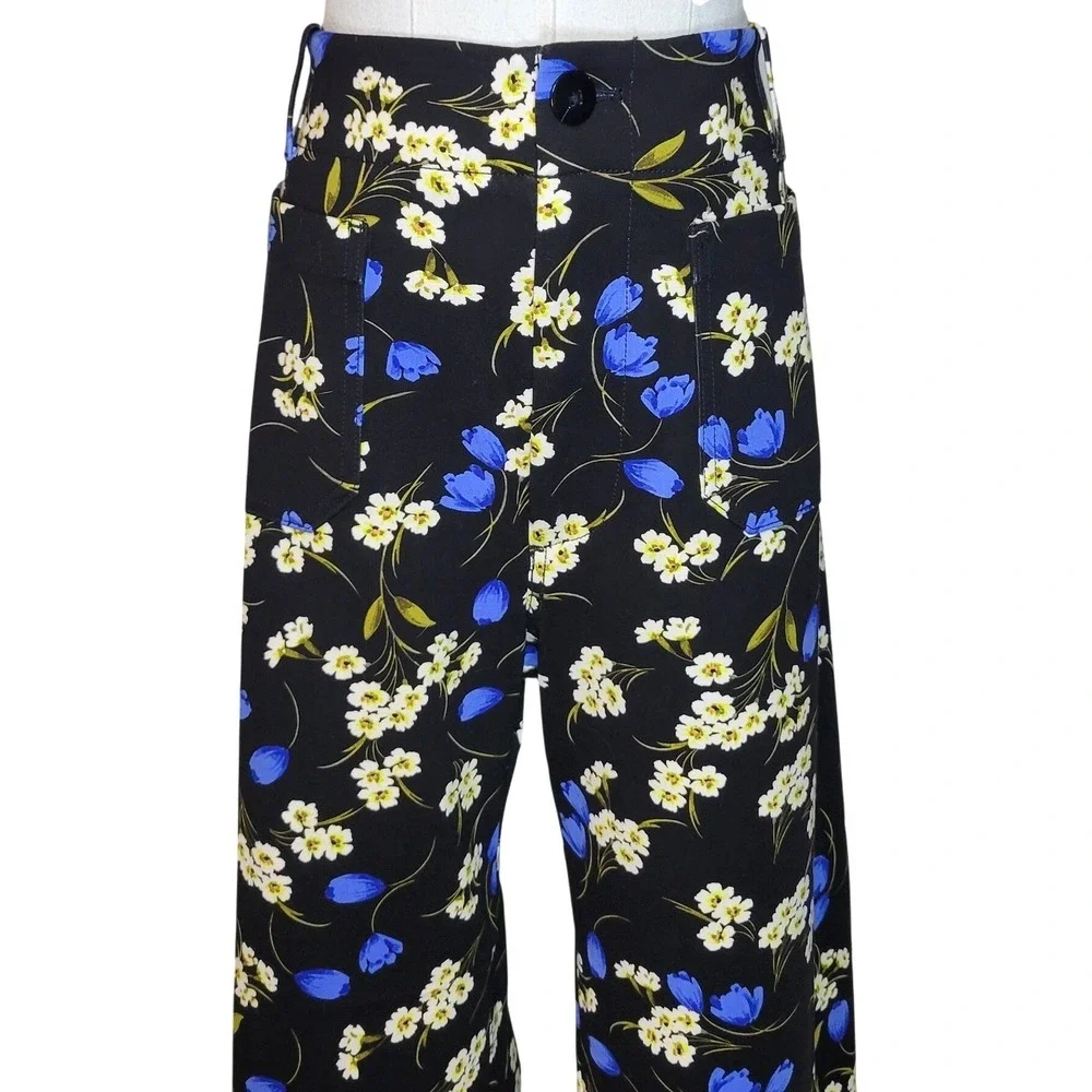 Anthropologie Maeve The Colette Floral Wide Leg Crop Pants 32 NWT Boho Summer